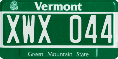 VT license plate XWX044