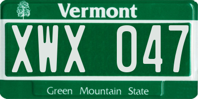 VT license plate XWX047