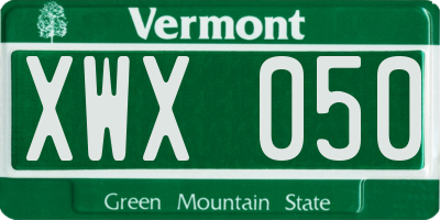 VT license plate XWX050