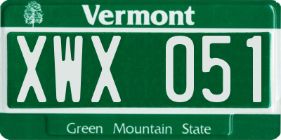 VT license plate XWX051