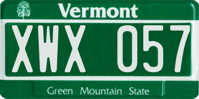 VT license plate XWX057