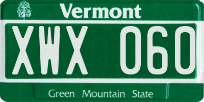 VT license plate XWX060
