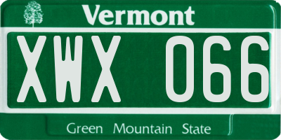 VT license plate XWX066
