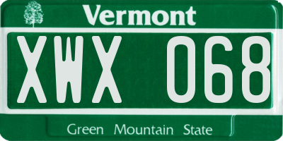 VT license plate XWX068