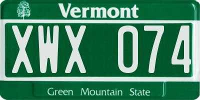 VT license plate XWX074