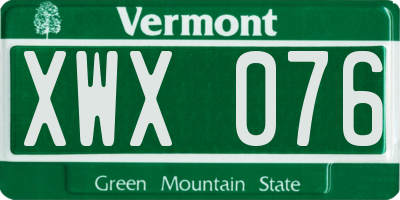VT license plate XWX076
