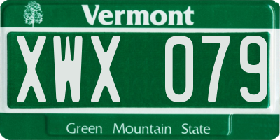 VT license plate XWX079