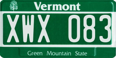 VT license plate XWX083