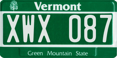 VT license plate XWX087