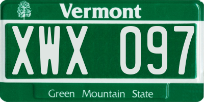 VT license plate XWX097