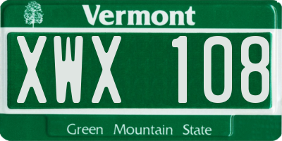 VT license plate XWX108