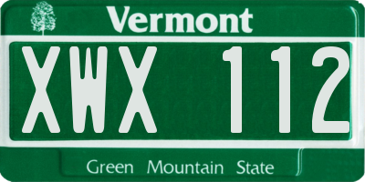 VT license plate XWX112