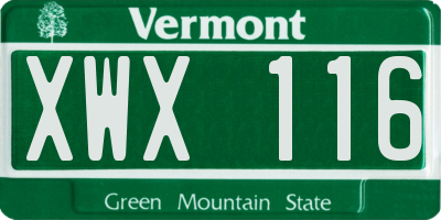 VT license plate XWX116