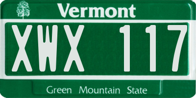 VT license plate XWX117