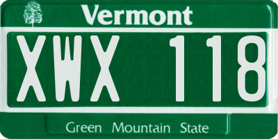 VT license plate XWX118