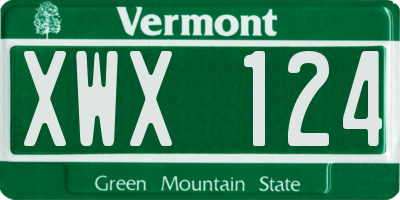 VT license plate XWX124