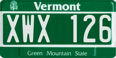 VT license plate XWX126