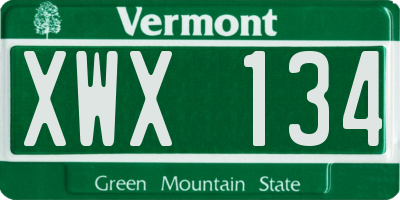 VT license plate XWX134