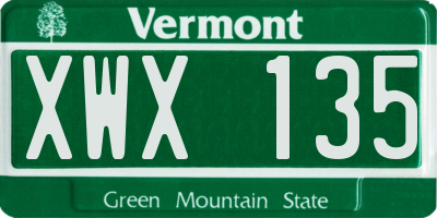 VT license plate XWX135