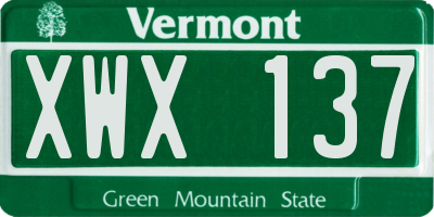 VT license plate XWX137