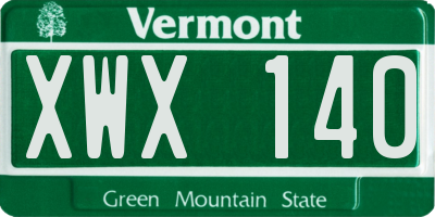 VT license plate XWX140