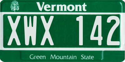 VT license plate XWX142