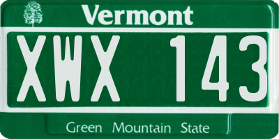 VT license plate XWX143