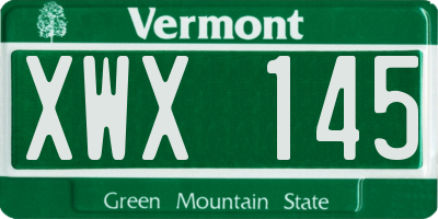VT license plate XWX145