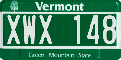VT license plate XWX148