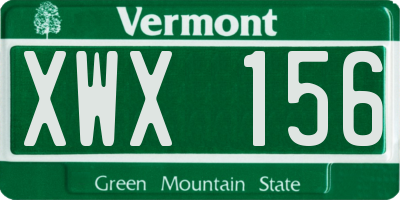 VT license plate XWX156