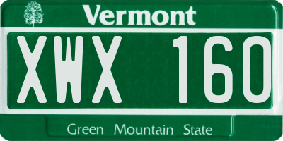 VT license plate XWX160