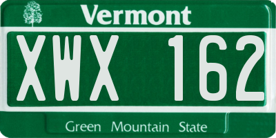 VT license plate XWX162