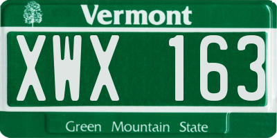VT license plate XWX163