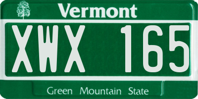 VT license plate XWX165