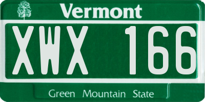 VT license plate XWX166