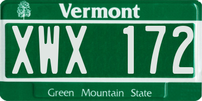 VT license plate XWX172