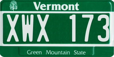 VT license plate XWX173