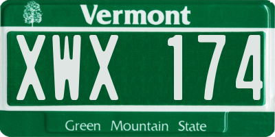 VT license plate XWX174