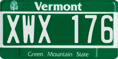 VT license plate XWX176