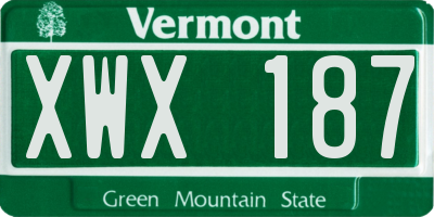 VT license plate XWX187