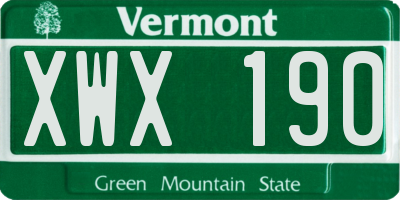 VT license plate XWX190