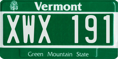 VT license plate XWX191