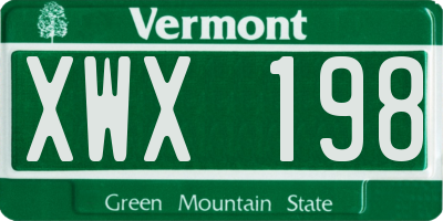 VT license plate XWX198