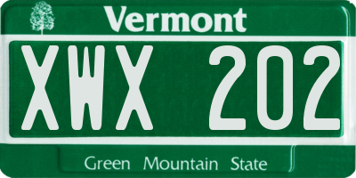 VT license plate XWX202