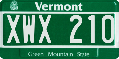 VT license plate XWX210