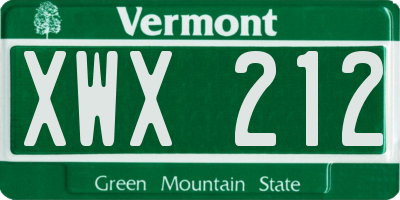 VT license plate XWX212