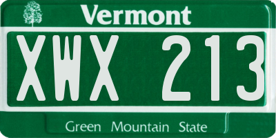 VT license plate XWX213