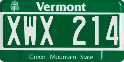 VT license plate XWX214