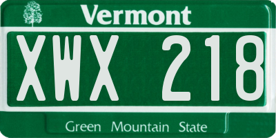 VT license plate XWX218