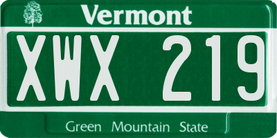 VT license plate XWX219